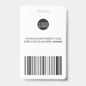 Badge Votre Logo Nom de l'employé Photo Code-barres Bleu (Arrière)