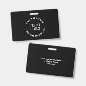 Badge Votre logo ou image et texte modifiable | Noir & B (Avant & arrière)