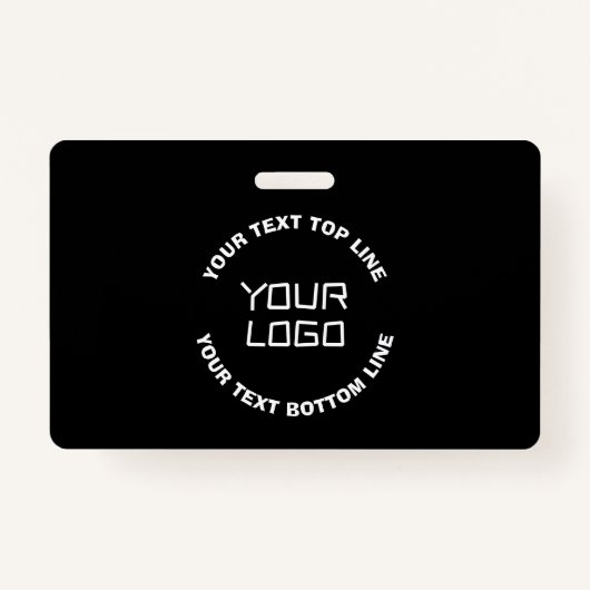 Badge Votre logo ou image et texte modifiable | Noir & B (Devant)