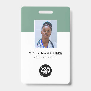 Badge Votre logo vert sauge de l'entreprise de santé des
