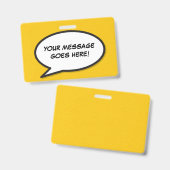 Badge Votre message bulle de bande dessinée rétro amusan (Avant & arrière)