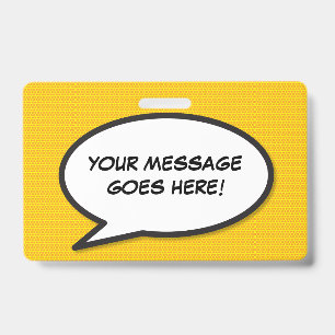 Badge Votre message bulle de dialogue Fun rétro bande de