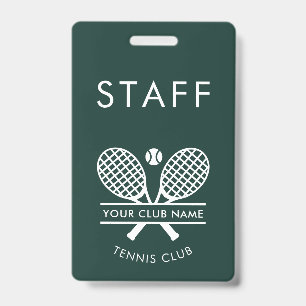 Badge Votre nom de club Tennis Sport Coworker N'importe