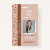 Badge VOTRE PROPRE LOGO Tendance Boho Beige Brown ID emp (Devant)