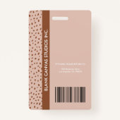 Badge VOTRE PROPRE LOGO Tendance Boho Beige Brown ID emp (Dos)