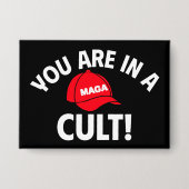 Badge Vous Êtes Dans Un Culte ! | Bouton Casquette rouge (Recto)