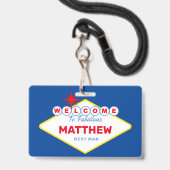 Badge VOYAGE VIP Pass Bachelor Party Invitation (Avant avec lanière)