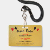 Badge VOYAGE VIP Pass Bachelor Party Invitation (Arrière avec lanière)