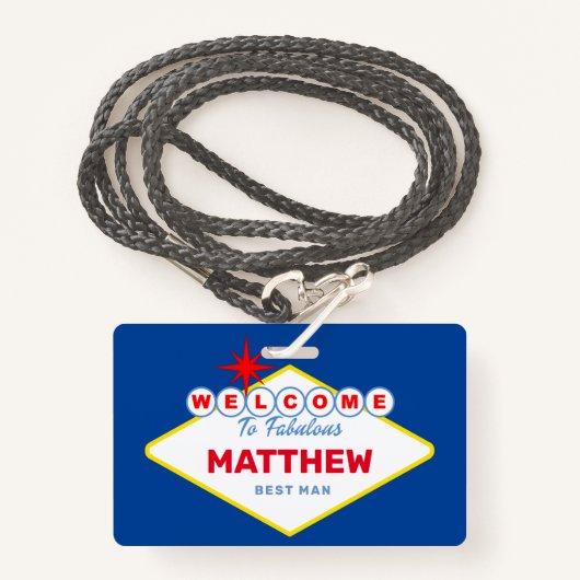 Badge VOYAGE VIP Pass Bachelor Party Invitation (Devant avec lanière)