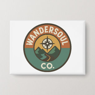 Badge WanderSoul Co. – Bouton de logo de voyage rétro