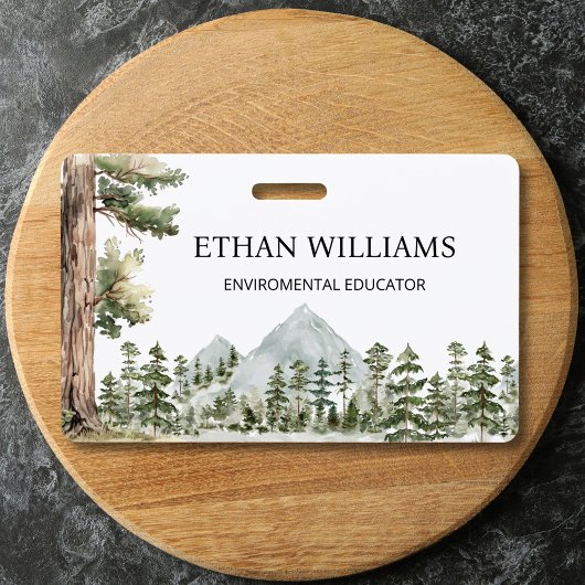 Badge Watercolor Green Forest Personalized 