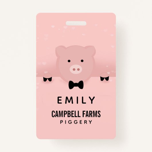 Badge Whimsal & Fancy Pink Pig mignonne animal de ferme (Devant)