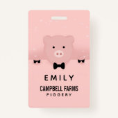 Badge Whimsal & Fancy Pink Pig mignonne animal de ferme (Dos)