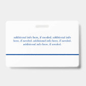 Badge White Blue Hospital Code de l'employé Votre logo (Back)