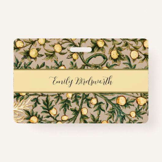 Badge William Morris Fruit Floral Jardin Fleur Classique (Devant)