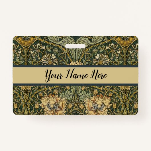 Badge William Morris Honeysuckle Vert Floral (Devant)