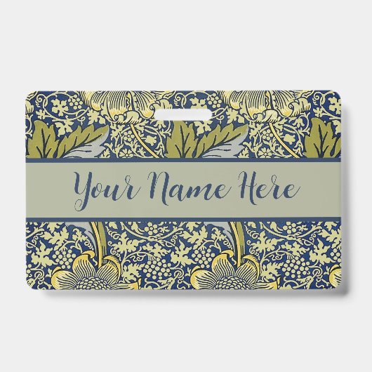 Badge William Morris Kennet Papier Peint Floral Bleu (Avant)