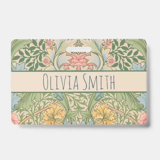 Badge William Morris Myrtle Fleur Floral Botanique (Face)