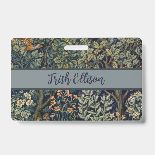 Badge William Morris Pheasant Bird Tree Botanical (Face)