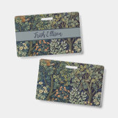 Badge William Morris Pheasant Bird Tree Botanical (Recto et verso)