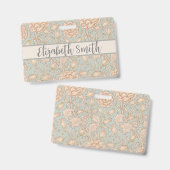 Badge William Morris Wild Tulip Fleur Design Floral (Front & Back)