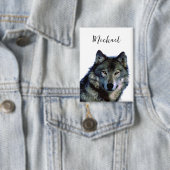 Badge Wolf Portrait Votre nom Écriture personnalisée (Insitu)