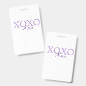 Badge Xoxo Saint-Valentin ajouter un nom pastel violet m (Avant & arrière)