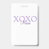 Badge Xoxo Saint-Valentin ajouter un nom pastel violet m (Arrière)