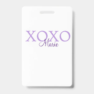 Badge Xoxo Saint-Valentin ajouter un nom pastel violet m