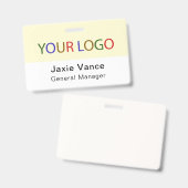 Badge Yellow Custom Hard Plastic  with Metal Clip (Recto et verso)