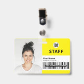 Badge Yellow Employee Business Photo Staff ID (Avant avec clip)