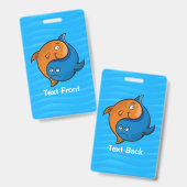 Badge Yin Yang Poisson Dessin Animé (Avant & arrière)