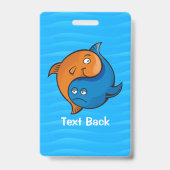 Badge Yin Yang Poisson Dessin Animé (Arrière)