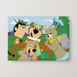 Badge Yogi Ours et amis encadrés photo de la forêt