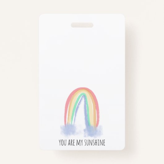 Badge You are my sunshine watercolor painted rainbow (Devant)