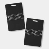 Badge Your Custom Text & Modern Stripes | Black & White (Recto et verso)
