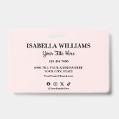 Badge Your Logo Here Modern Pink Photo Staff Name (Arrière)