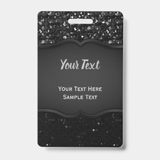 Badge Zwart Kristal Bling Strass (Voorzijde)