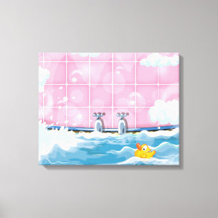 Badgele Badend Eendje Canvas Afdruk