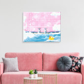 Badgele Badend Eendje Canvas Afdruk (Insitu (Woonkamer))