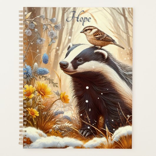 Badger and Sparrow Natuur Wildlife Rustic Planner (Voorkant)