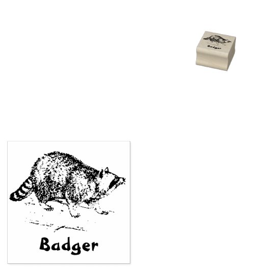 BADGER ANIMAAL RUBBER STEMP 	RUBBERSTEMPEL (Gestempeld)