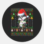 Badger Christmas Lights Funny Santa Ugly Sweaters Ronde Sticker (Voorkant)