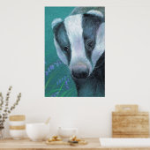 Badger dans le bluebell woods affiche (Cuisine)