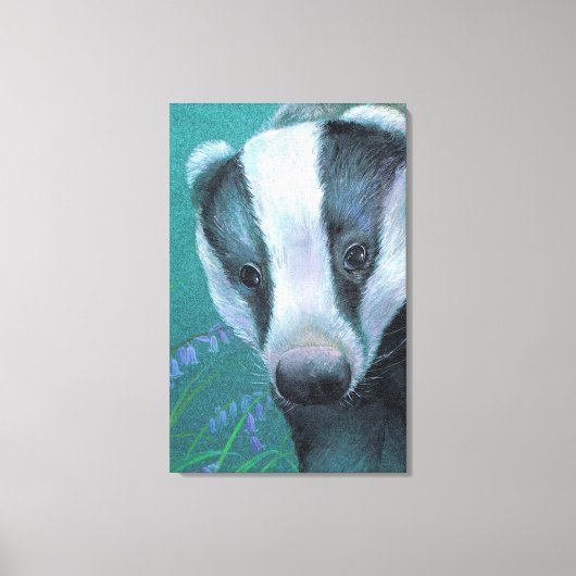 Badger dans le bluebell woods toile imprimé (Recto)