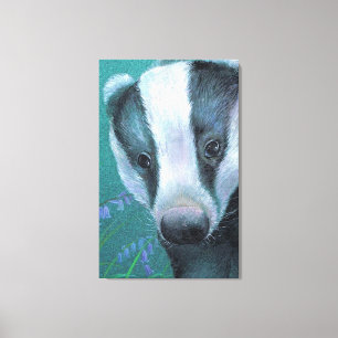 Badger dans le bluebell woods toile imprimé