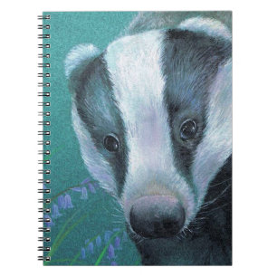 Badger in bluebell bossen beeldende kunst notitieb notitieboek