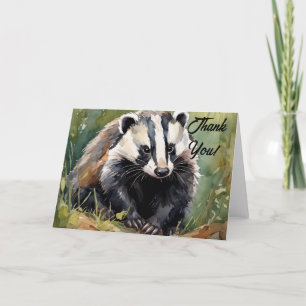Badger in bosrijke omgeving bedankkaart
