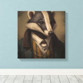 Badger in een pak | Dierenkunst | Dier in een pak Canvas Afdruk (Insitu (Houten vloer))