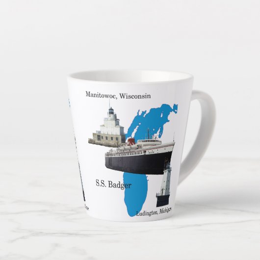 Badger Lake Michigan latte mug (Angle droit)